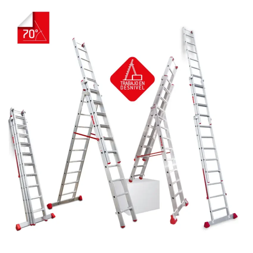 EN1500 | Escalera multiuso de 3 tramos con peldaños cómodos