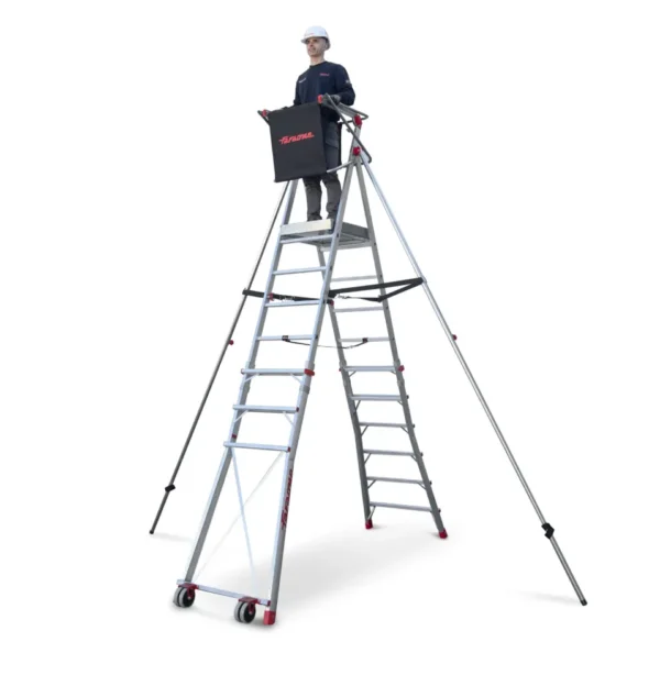 PLS | Escalera con amplia plataforma y altura regulable 7