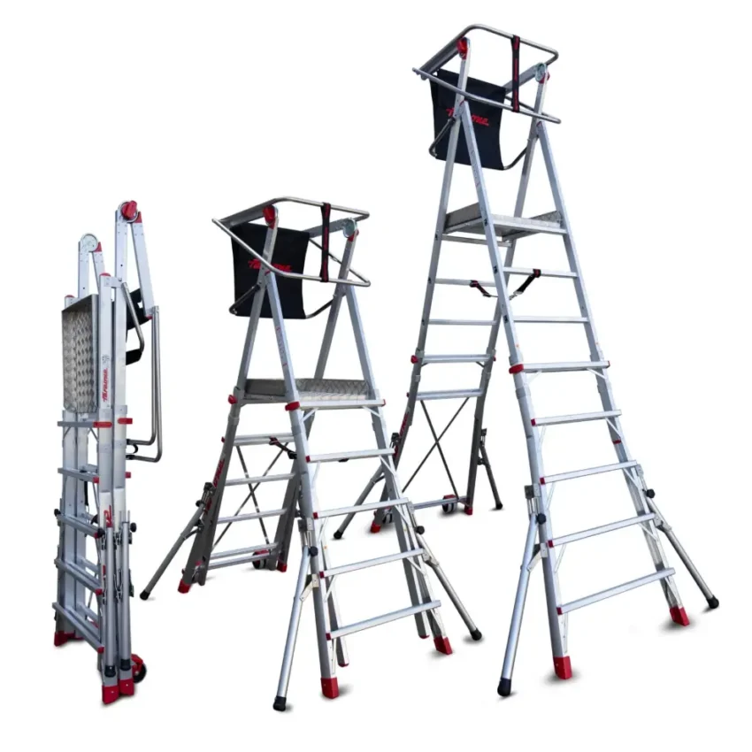 PLS | Escalera con amplia plataforma y altura regulable