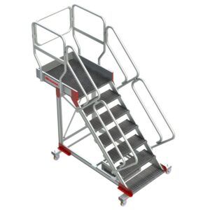 SB-T Escalera con plataforma y cuatro ruedas