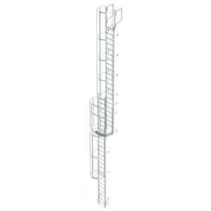 SVS1 Escalera vertical de seguridad con jaula y descansillo 01
