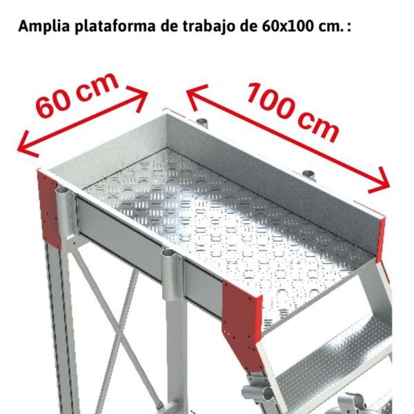 SY60 _ Escalera de aluminio con plataforma y cuatro ruedas 2