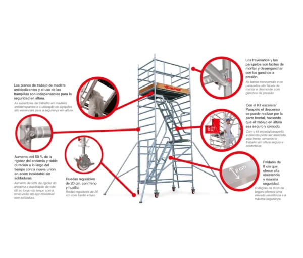TOP SYSTEM 135x180 CON ESCALERAS | Andamio con escalera interna 2