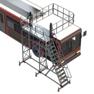 TSA-S _ Escalera con plataforma y barandilla regulable 1