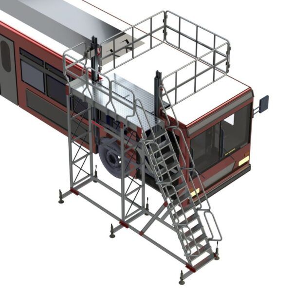 TSA-S _ Escalera con plataforma y barandilla regulable 1