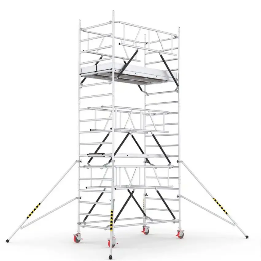 Andamio de aluminio movil profesional con ruedas (240x120cm). Altura de trabajo 6,40m