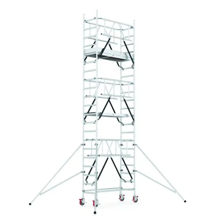 Andamio tubular de aluminio con ruedas (180x60 cm). Altura trabajo de 7,30m