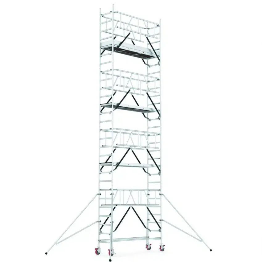 Andamio tubular de aluminio con ruedas (300x60 cm). Altura trabajo de 9,40m