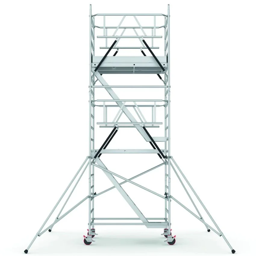 Torre andamio móvil con escalera interior (180x120 cm). Altura de trabajo de 4,30 a 12,70m