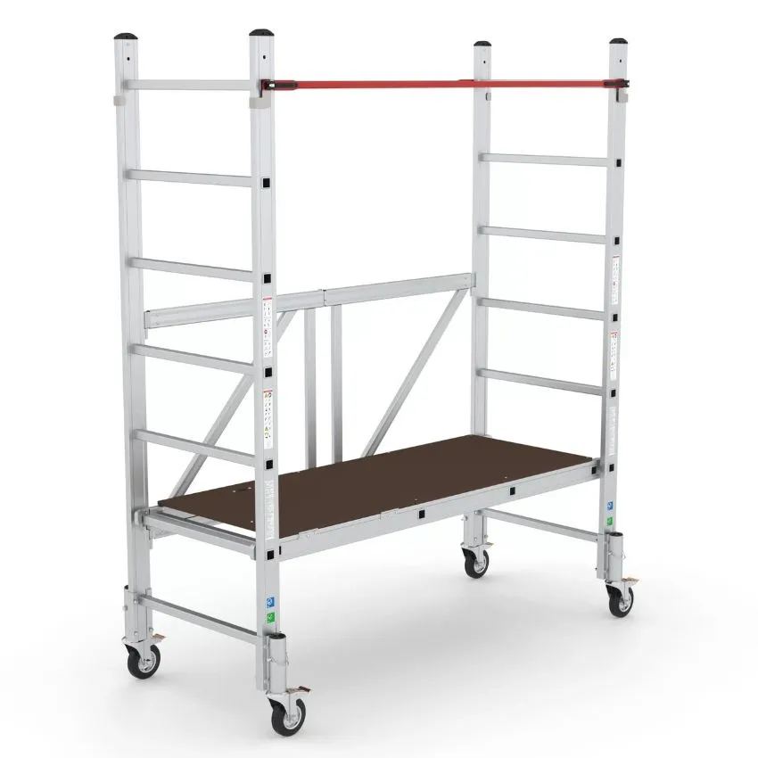 Andamio de aluminio modular con ruedas (155x60 cm). Altura de trabajo de 2,60 m