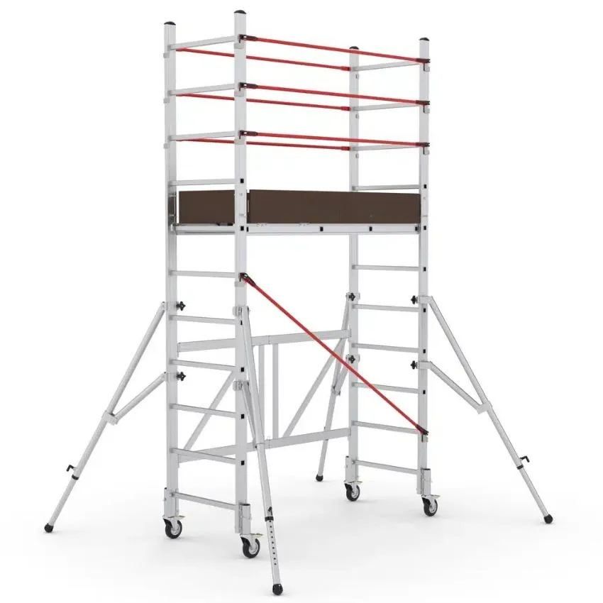 Andamio de aluminio modular con ruedas (155x60 cm). Altura de trabajo de 4,00 m